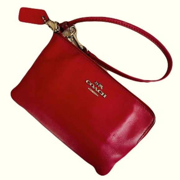 Coach Handbags - Coach Red Leather Wristlet